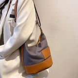 Patchwork Tote Shoulder Bag Lightweight Canvas Shopping Handbag