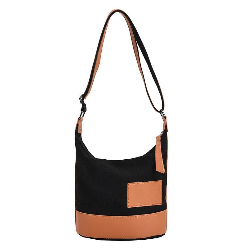 Patchwork Tote Shoulder Bag Lightweight Canvas Shopping Handbag