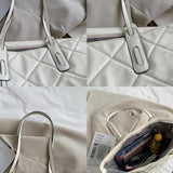 Lattice Large Tote Handbag Green Winter Nylon Women Shoulder Bag