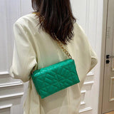 Green Shoulder Bag Small Flap Metal Chain Soft PU Handbags Women Bags