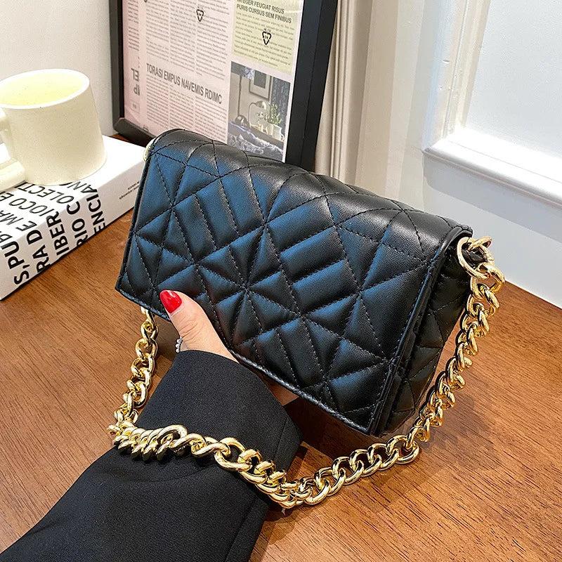 Green Shoulder Bag Small Flap Metal Chain Soft PU Handbags Women Bags