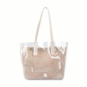 High Capacity Tote Bag Women's Jelly Bags Transparent Straw PVC Shoulder Bags
