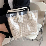 High Capacity Tote Bag Women's Jelly Bags Transparent Straw PVC Shoulder Bags