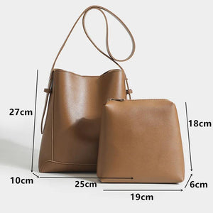 Vintage 2pcs Bucket Handbags Set Shoulder Bag Lady Tote