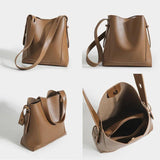 Vintage 2pcs Bucket Handbags Set Shoulder Bag Lady Tote