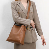 Vintage 2pcs Bucket Handbags Set Shoulder Bag Lady Tote