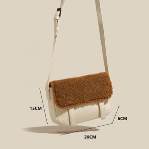 Wool Crossbody Bag Patchwork Handbag Women Shoulder Bag
