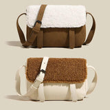 Wool Crossbody Bag Patchwork Handbag Women Shoulder Bag