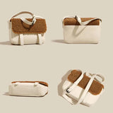 Wool Crossbody Bag Patchwork Handbag Women Shoulder Bag