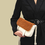 Wool Crossbody Bag Patchwork Handbag Women Shoulder Bag