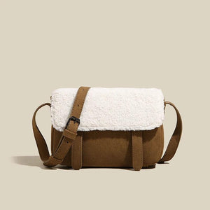 Wool Crossbody Bag Patchwork Handbag Women Shoulder Bag