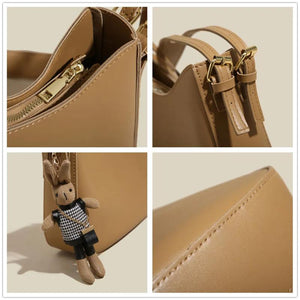 Minimalist Solid Women's Handbag Plush Rabbit Shoulder Bag