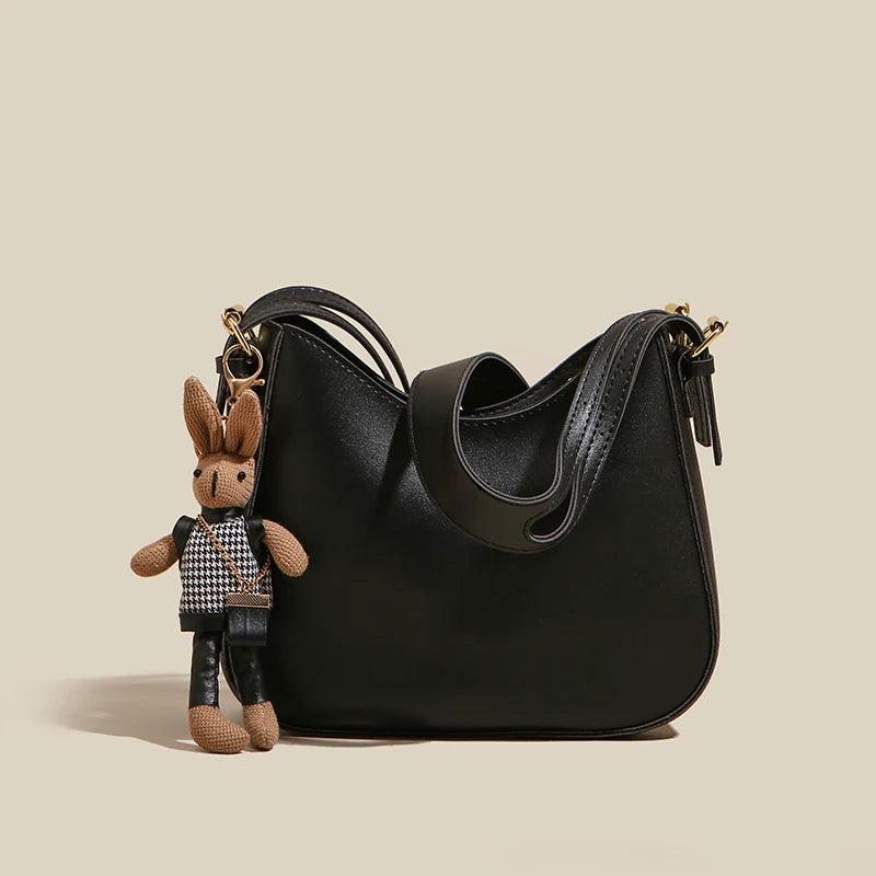 Minimalist Solid Women's Handbag Plush Rabbit Shoulder Bag