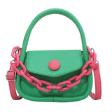 Girl's Shoulder Bag with Contrast Stitching Acrylic Thick Chain Crossbody Bag