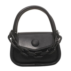Girl's Shoulder Bag with Contrast Stitching Acrylic Thick Chain Crossbody Bag