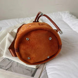 Plush Letter Shoulder Bag Soft Handle Bucket Bag