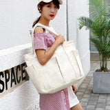 Japanese Style Canvas Shoulder Bag Large Capacity Tote Purse