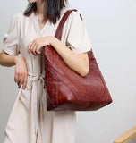 Women's Large Capacity Retro Soft Pu Leather Tote Bag
