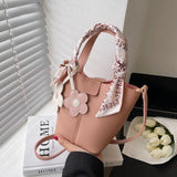 Leather Bucket Bag Lady Sac Solid Crossbody Bags for Girl