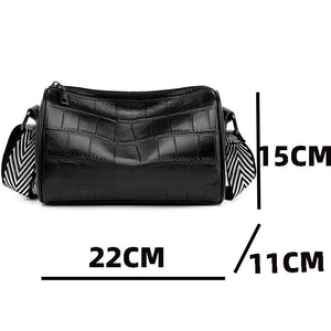 Plaid Shoulder Bag Soft Leather Crossbody Handbag for Women