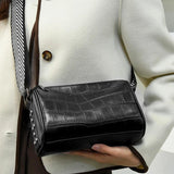 Plaid Shoulder Bag Soft Leather Crossbody Handbag for Women