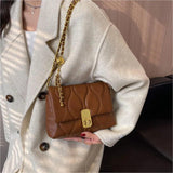 Vintage Women Shoulder Bag Plaid Crossbody Bag Chain All-match Girl's Purse