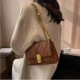 Vintage Women Shoulder Bag Plaid Crossbody Bag Chain All-match Girl's Purse