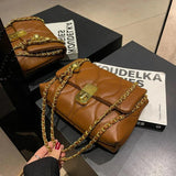 Vintage Women Shoulder Bag Plaid Crossbody Bag Chain All-match Girl's Purse