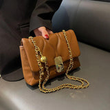 Vintage Women Shoulder Bag Plaid Crossbody Bag Chain All-match Girl's Purse