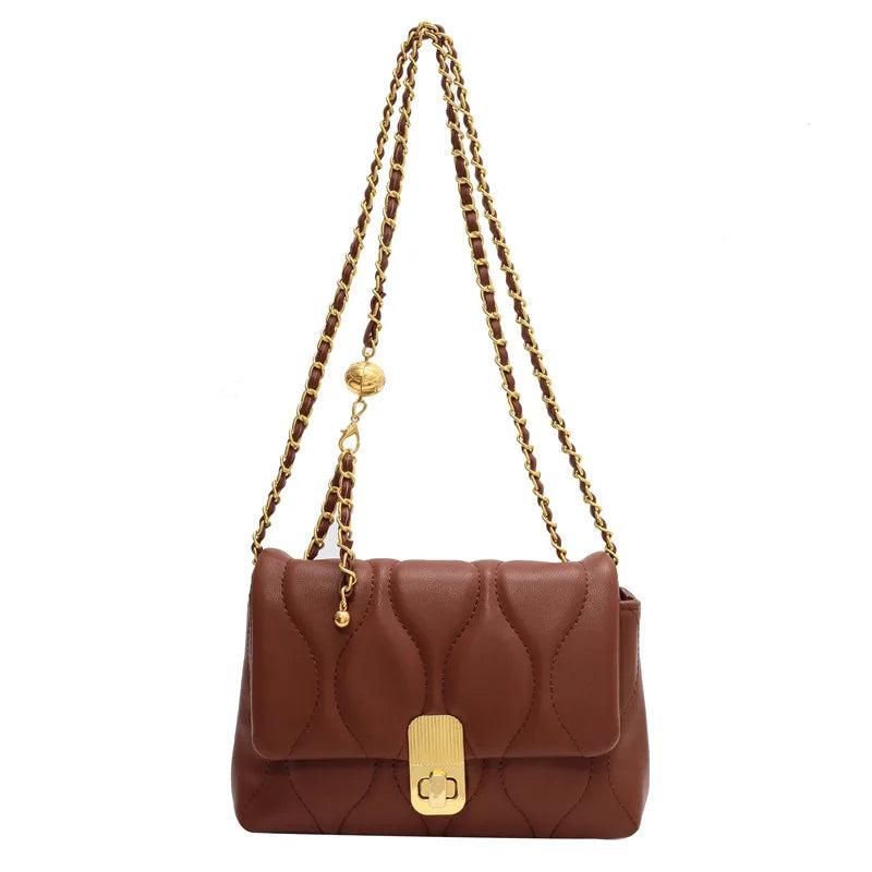 Vintage Women Shoulder Bag Plaid Crossbody Bag Chain All-match Girl's Purse