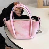 Soft Leather Crossbody Bag Metal Chain Messenger Bag