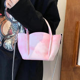 Soft Leather Crossbody Bag Metal Chain Messenger Bag