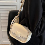 Soft Leather Crossbody Bag with Silk Scarf Women's Shoulder Bag