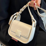 Soft Leather Crossbody Bag with Silk Scarf Women's Shoulder Bag