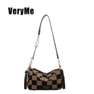 Winter Women's Bag Retro Messenger Canvas Shoulder Bag Chain Handbag