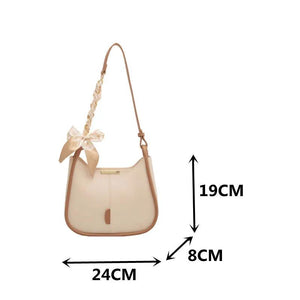 Women's Leather Chain Crossbody Bag Silk Scarf Handbag