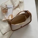 Women's Leather Chain Crossbody Bag Silk Scarf Handbag