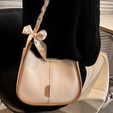 Women's Leather Chain Crossbody Bag Silk Scarf Handbag