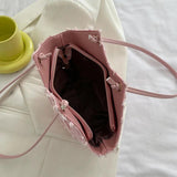 Leather And Cloth Handbag For Women All-Match Female Shoulder Bag