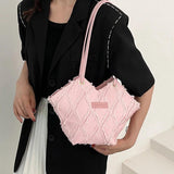 Leather And Cloth Handbag For Women All-Match Female Shoulder Bag