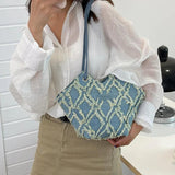 Leather And Cloth Handbag For Women All-Match Female Shoulder Bag