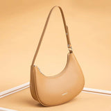 Half Moon Underarm Bags Soft Leather Women Handbag Fit Working Party