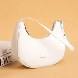 Half Moon Underarm Bags Soft Leather Women Handbag Fit Working Party