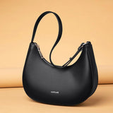Half Moon Underarm Bags Soft Leather Women Handbag Fit Working Party
