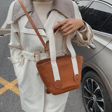 Vintage Brown Shoulder Bags Women's Lady Handbag Casual Pu Leather Tote Bag