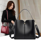 Soft Leather Bucket Tote Bag for Women