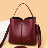 Soft Leather Bucket Tote Bag for Women