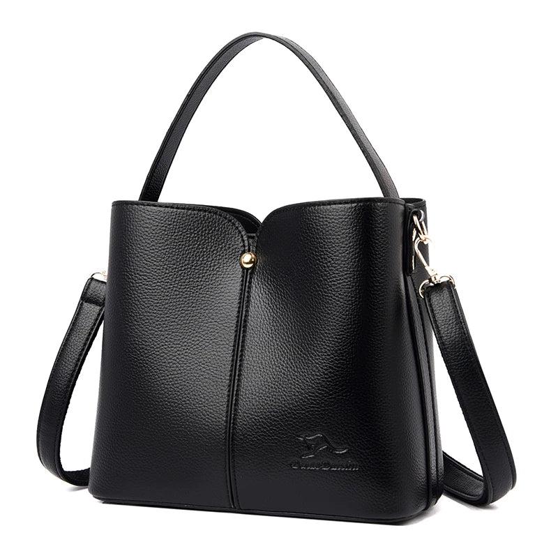 Soft Leather Bucket Tote Bag for Women