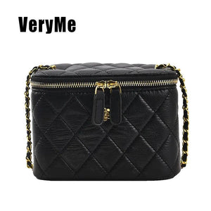 Women's Bucket Chain Shoulder Bag PU Leather Messenger Bag