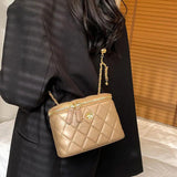 Women's Bucket Chain Shoulder Bag PU Leather Messenger Bag
